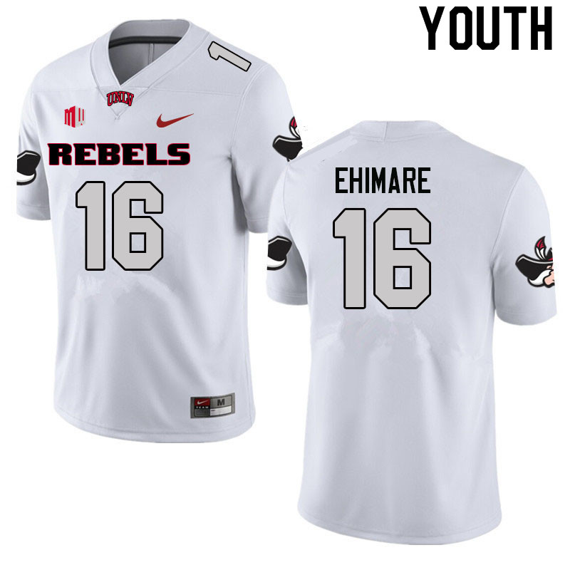 Youth #16 Eliel Ehimare UNLV Rebels College Football Jerseys Sale-White - Click Image to Close